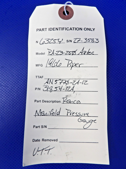 Piper Aztec Ranco Manifold Pressure Gauge P/N 31854-12A WARRANTY (0726-1233)7