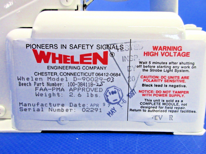 Whelen D-90029-03 RH Strobe Wing Tip Light 28V P/N  100-384118-25 NOS (0326-700)2