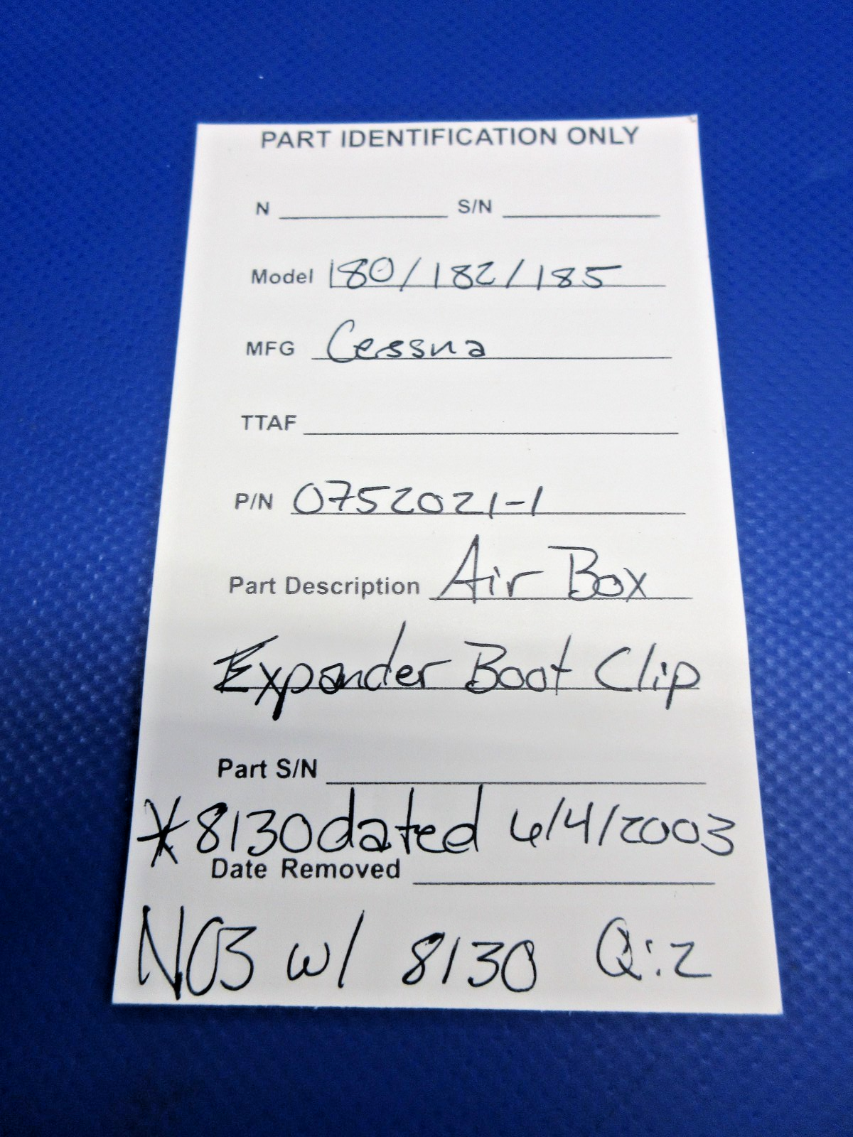 Cessna 180 / 182 Air Box Expander Boot Clip w/8130 P/N 0752021-1 NOS (0426-717)10