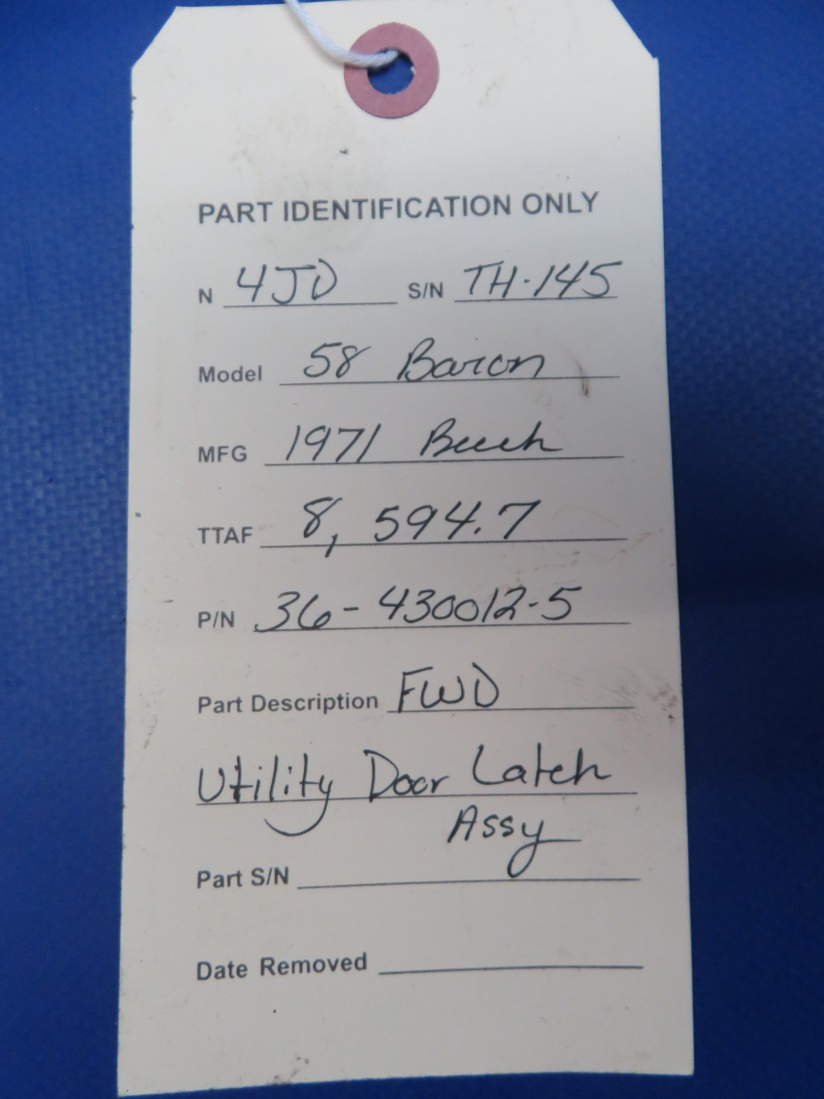 Beech 58 Baron FWD Utility Door Latch P/N 36-430012-5 (0326-126)18