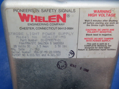 Cessna 337 Whelen Strobe Light Power Supply 28v 01-0790079-01 TESTED (0924-123)