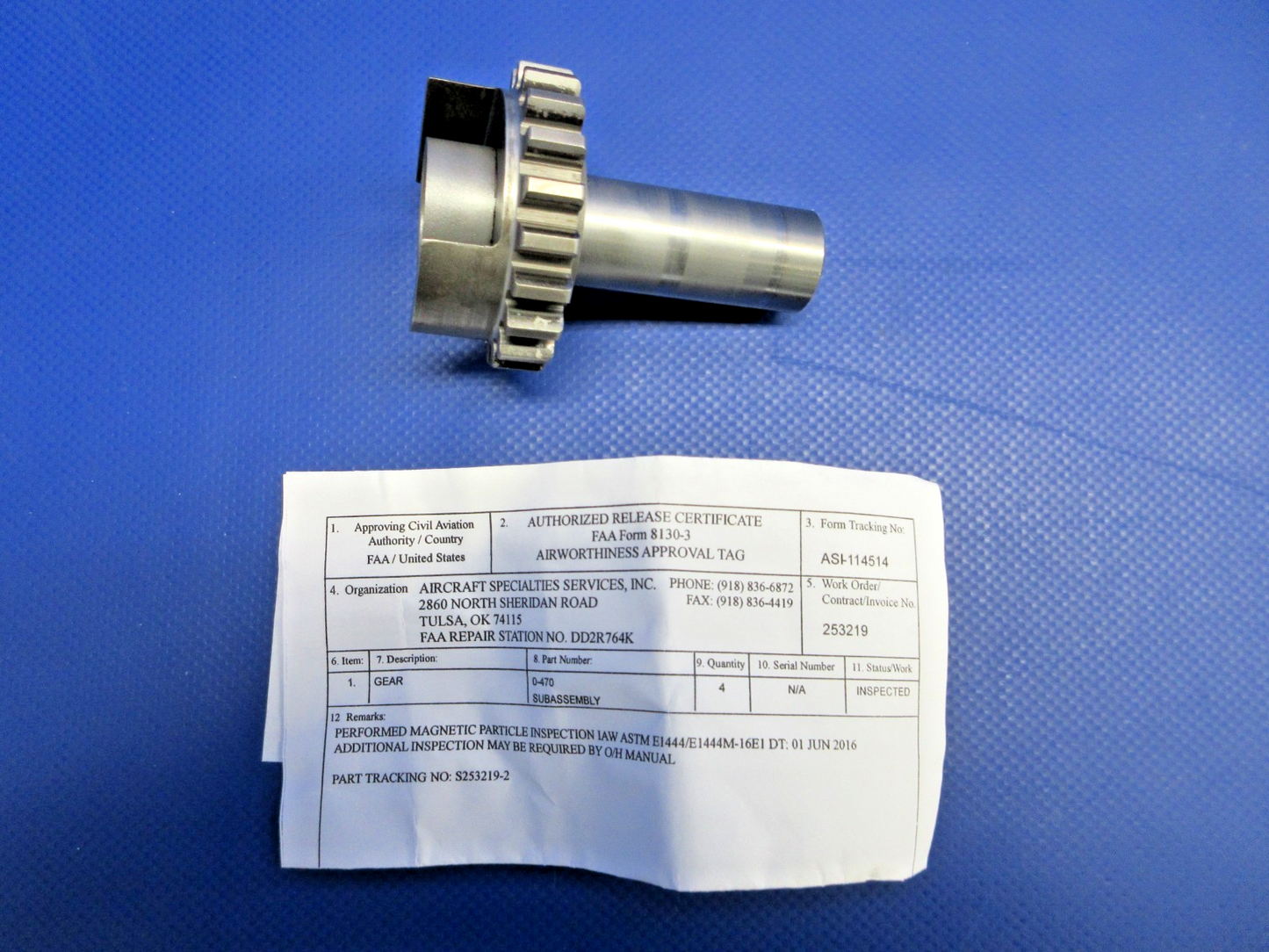 Continental Magneto Drive Gear w/8130 P/N 629076 INSPECTED (0226-1012)1