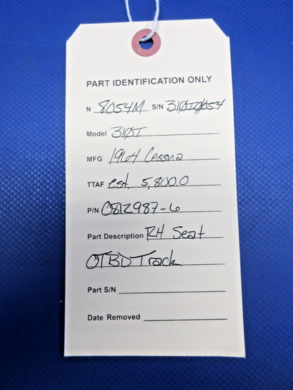 Cessna 310 / 310I RH Seat OTBD Track P/N 0812987-6 (0326-864)8
