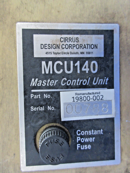 Cirrus MCU140 Master Control Unit P/N 19800-002 WARRANTY (0426-927)5