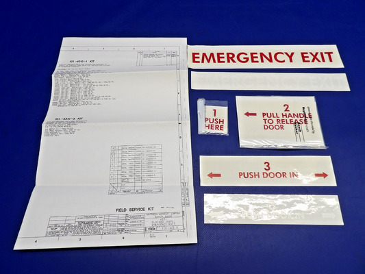 Beech King Air Emergency Exit Placard Kit w/ 8130 P/N 010-4310-3 NOS (0426-1301)0