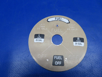 Piper PA-28-140 Cherokee Fuel Valve w/ Plate P/N 491-974 OVERHAULED (0324-1764)