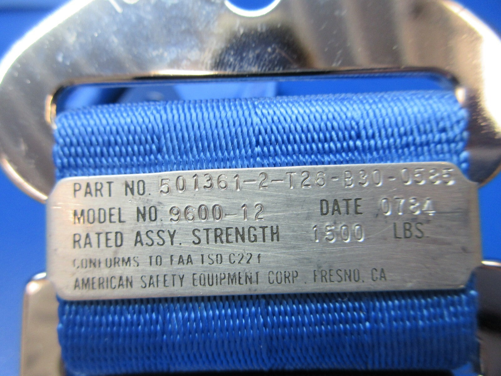 American Safety Seat Belt Blue Webbing P/N 501361-2-T26-B30-0585 NOS (1124-1396)11