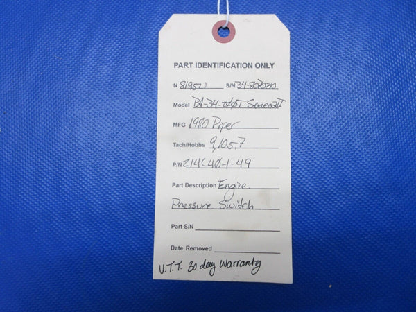 Piper PA-34-200T Seneca II Engine Pressure Switch P/N 214C40-1-49 (0524-1521)