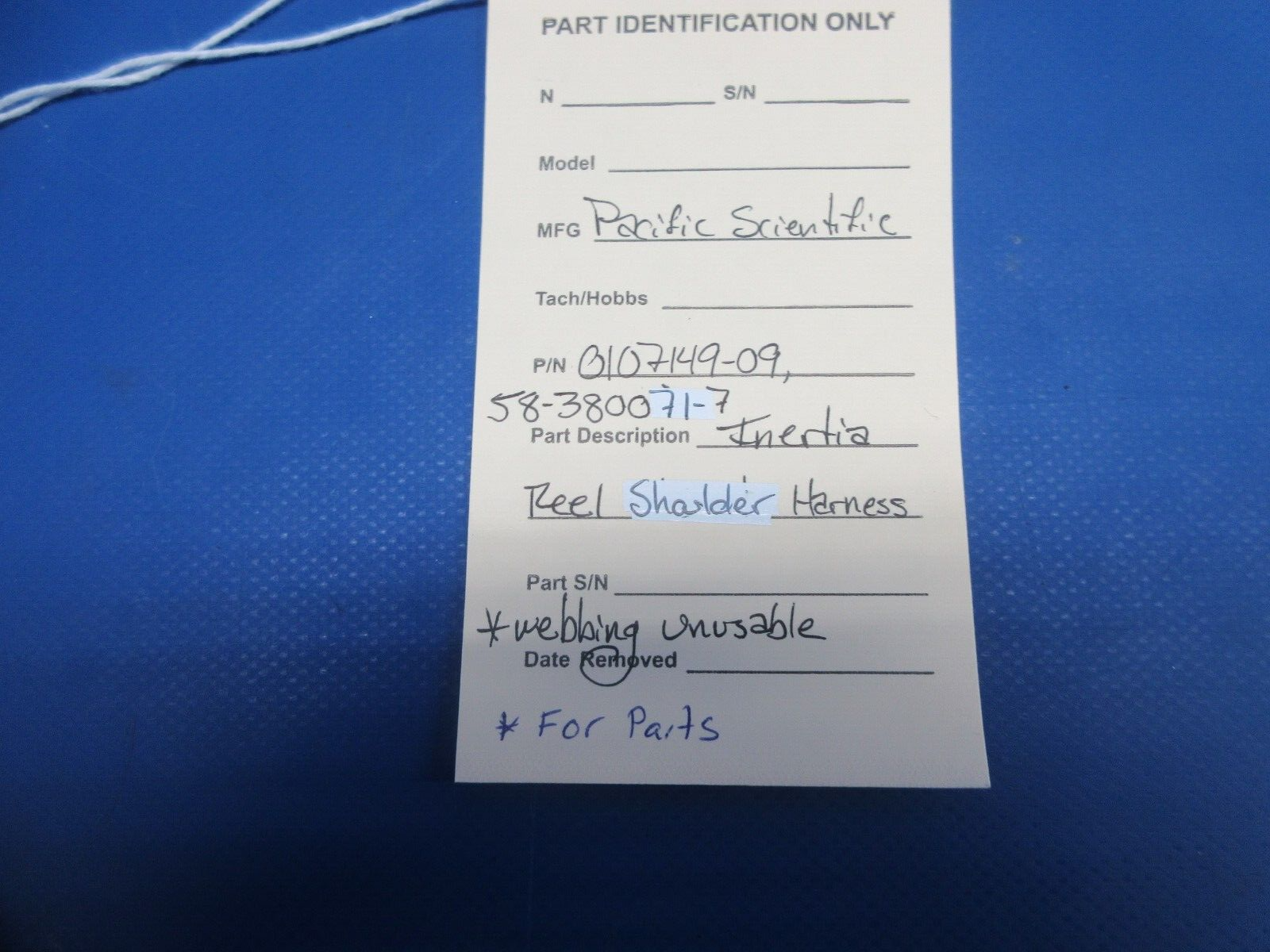 Damaged Pacific Scientific Inertia Reel Shoulder Harness 0107149-09 (1124-783)11