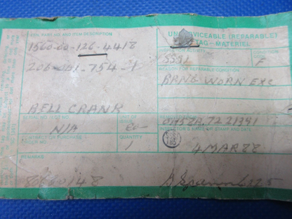 Bell Helicopter 206 Bellcrank P/N 206-001-754-1 (1124-1308)