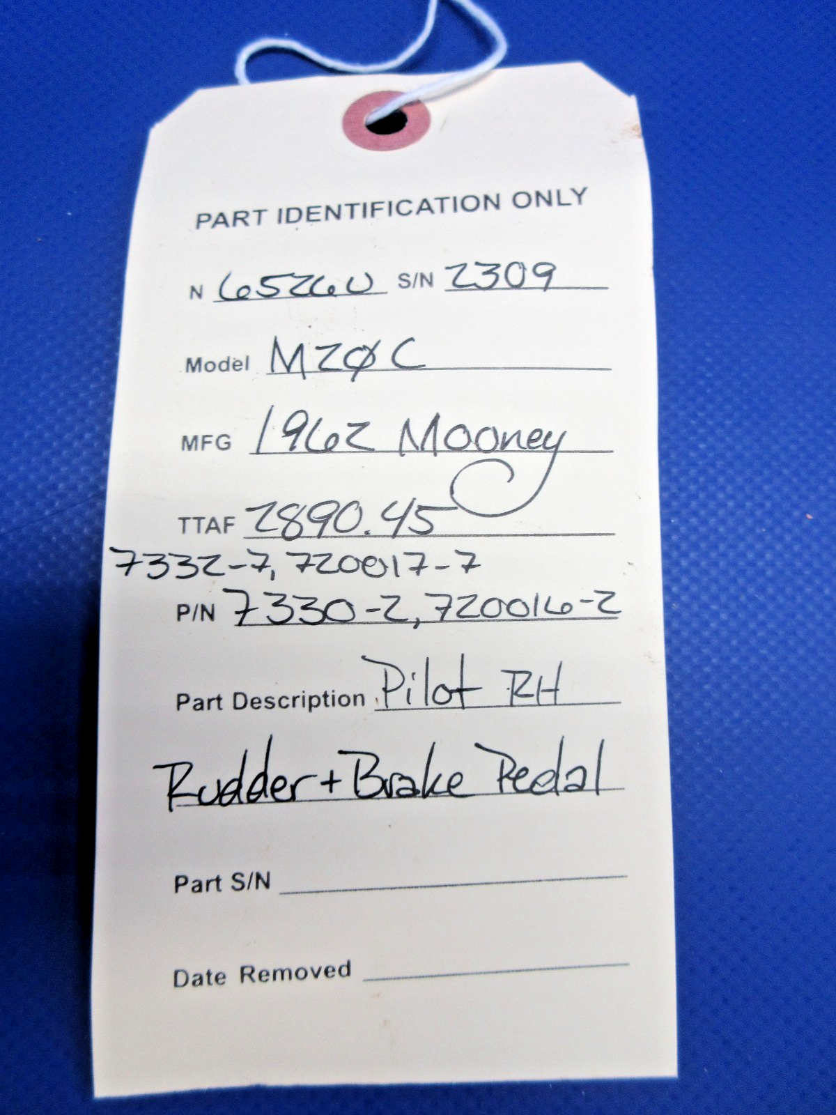 Mooney M20 / M20C Pilot RH Rudder & Brake Pedal P/N 7330-2 (0426-790)14