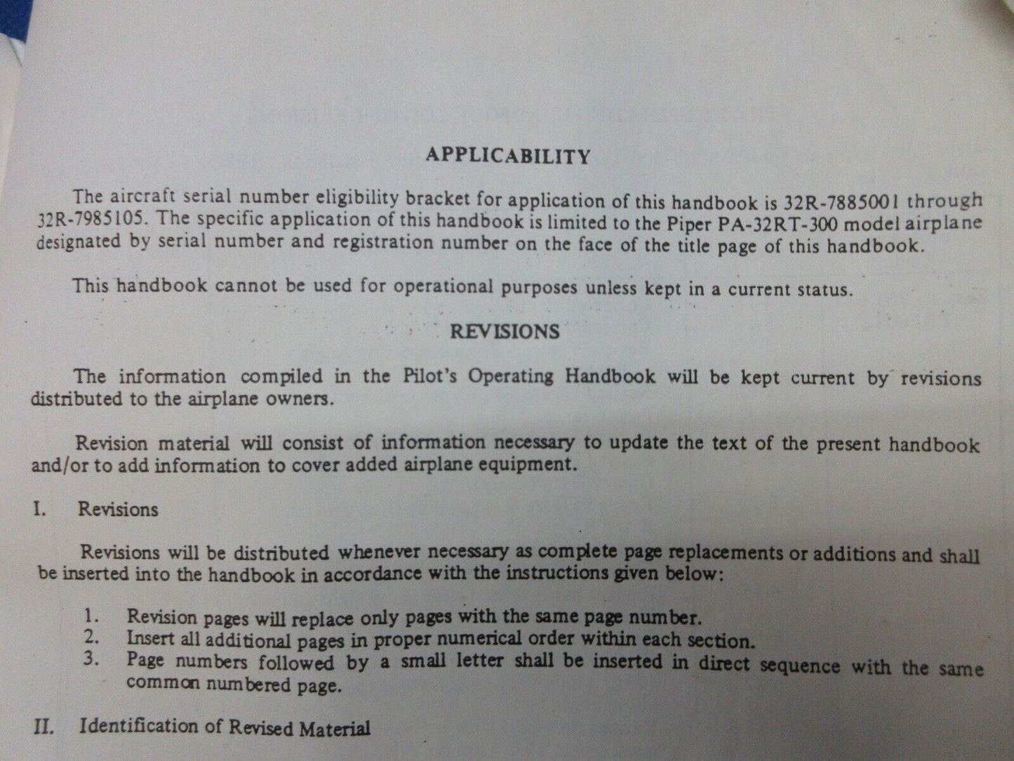Piper Lance II Pilot's Operating Handbook & Info Manual P/N 761-637 (1124-1273)
