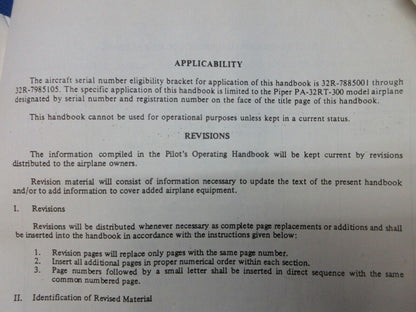 Piper Lance II Pilot's Operating Handbook & Info Manual P/N 761-637 (1124-1273)