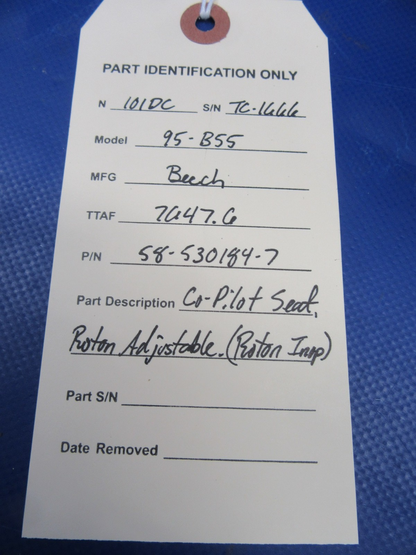 Beech 95-B55 Baron Co-Pilot Seat, Roton Adjustable P/N 58-530184-7 (0426-03)8