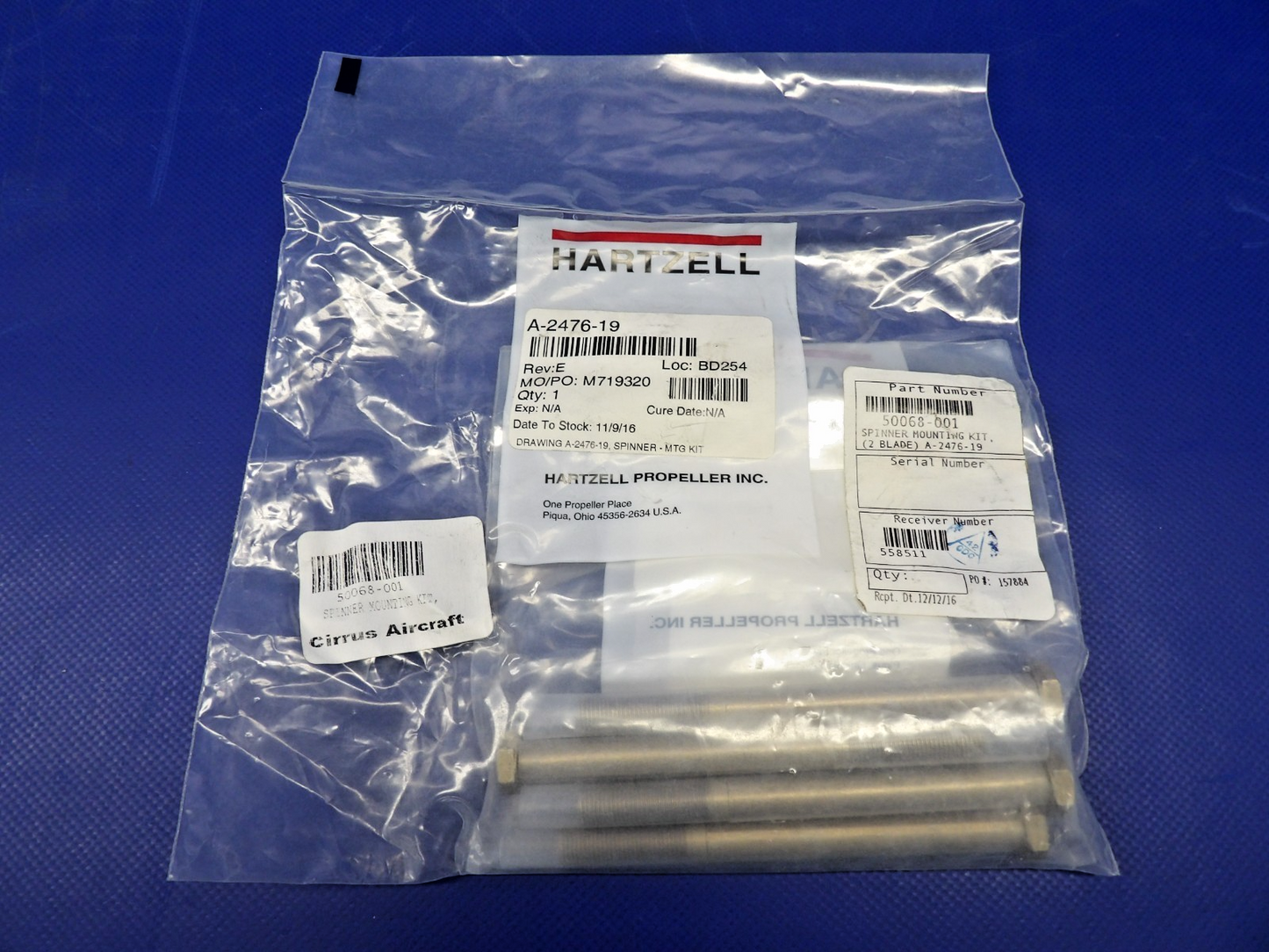 Hartzell 2-Blade Propeller Spinner Mounting Kit P/N A-2476-19 NOS (0426-1357)3