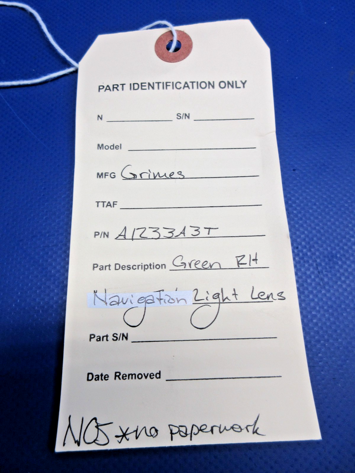 Grimes Green RH Navigation Light Lens P/N A1233A3T NOS (0926-881)10