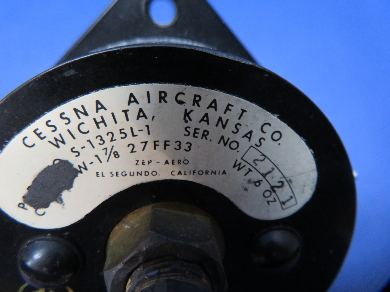 Cessna 421 Oxygen Cylinder Pressure Gauge P/N S-1325L-1 WARRANTY (0326-206)1