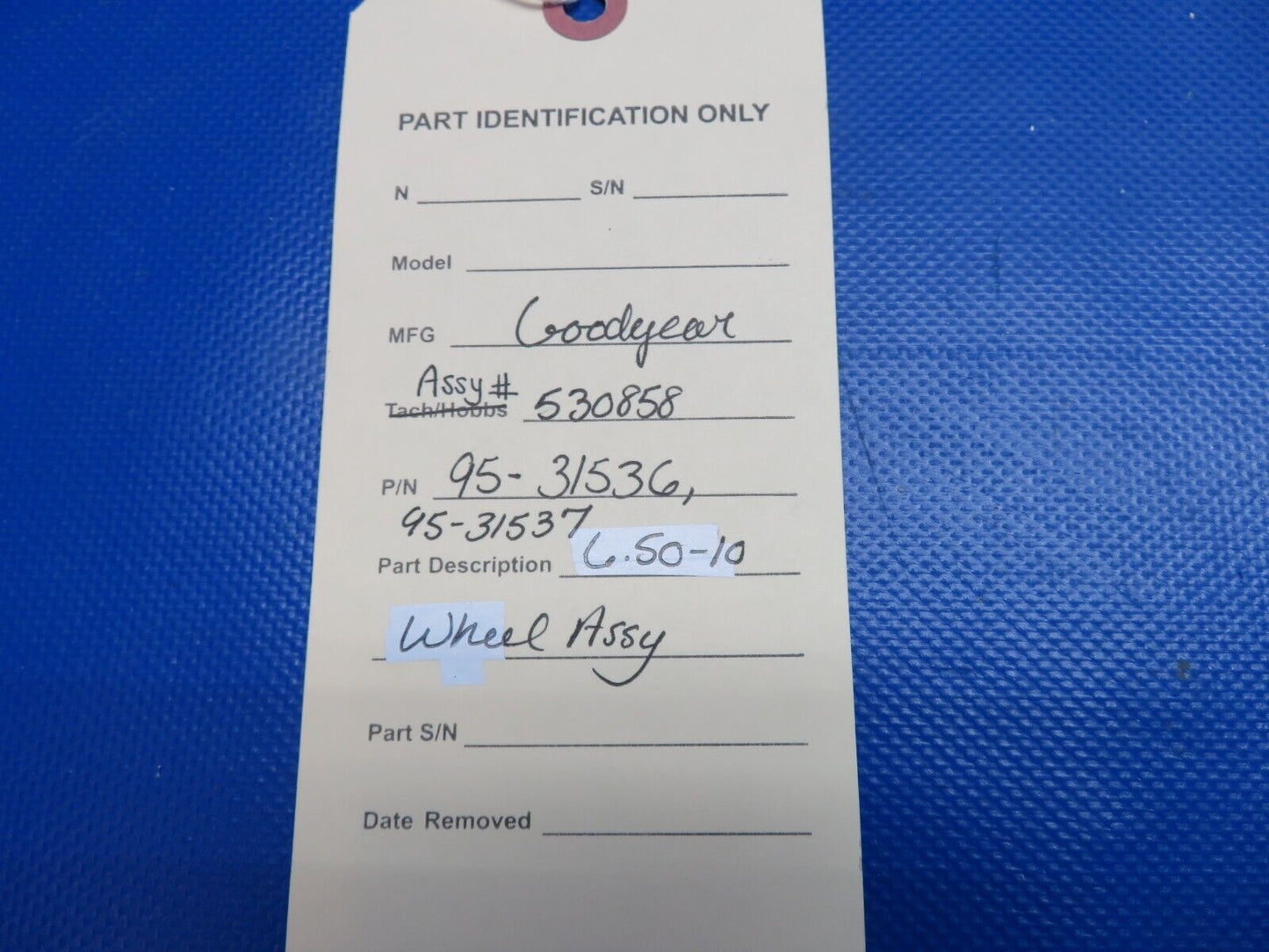 Goodyear 6.50-10 Wheel Assy P/N 9531536, 9531537, 530858 (0624-1702)