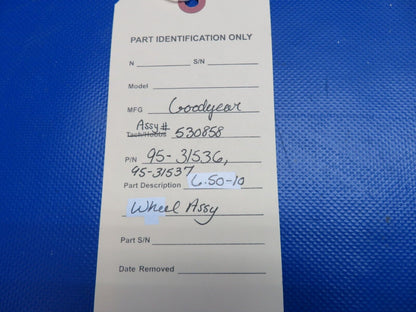 Goodyear 6.50-10 Wheel Assy P/N 9531536, 9531537, 530858 (0624-1702)