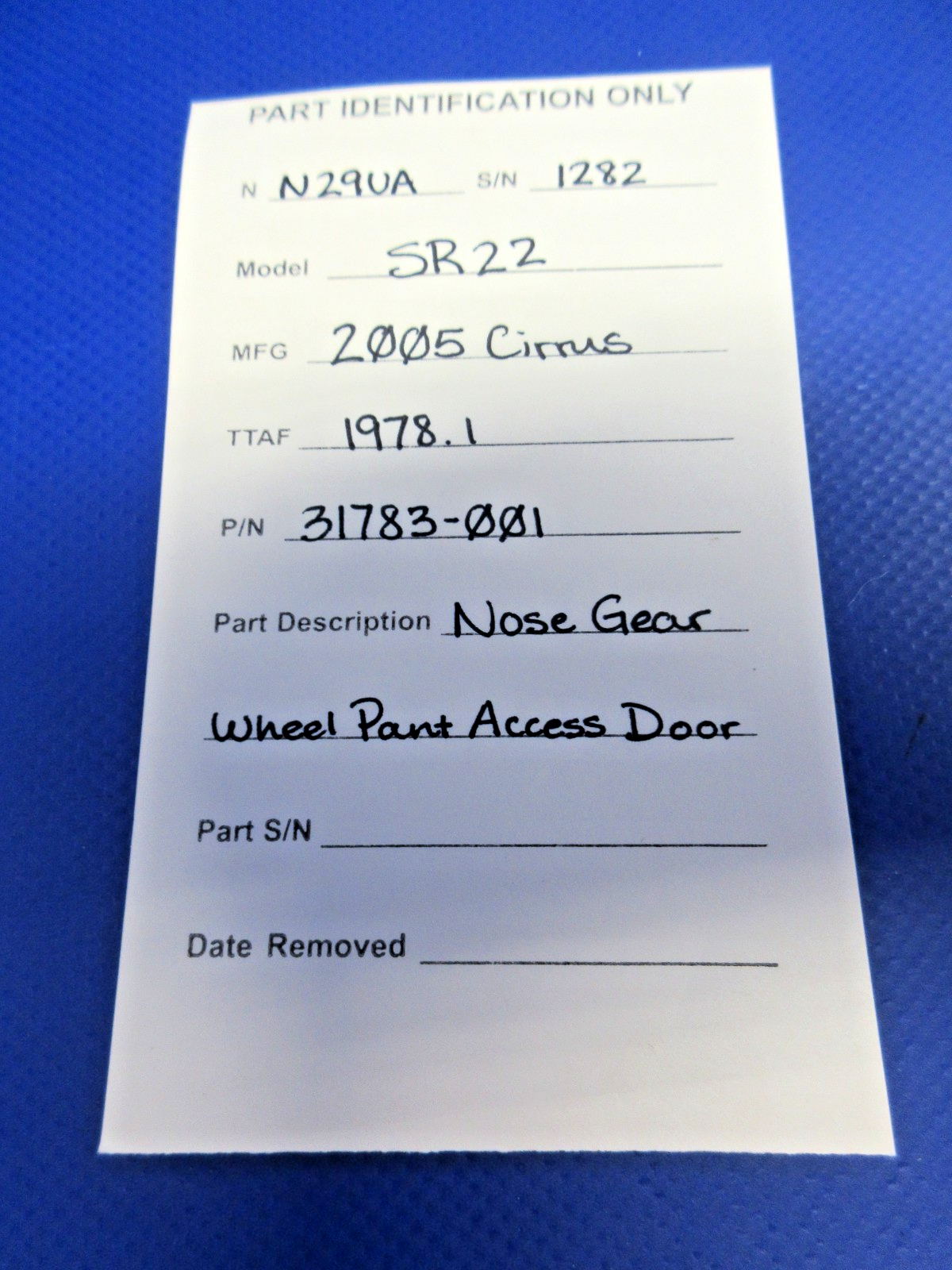 Cirrus SR22 Nose Gear Wheel Pant Access Door P/N 31783-001 (0926-866)12