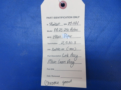 Piper PA-23-250 Aztec Link Assy Main Gear Drag P/N 16240-00 (0824-1321)