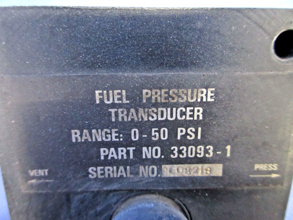 Piper PA-31T1 Cheyenne Fuel Pressure Transducer 0-50 PSI P/N 33093-1 (0626-743)2