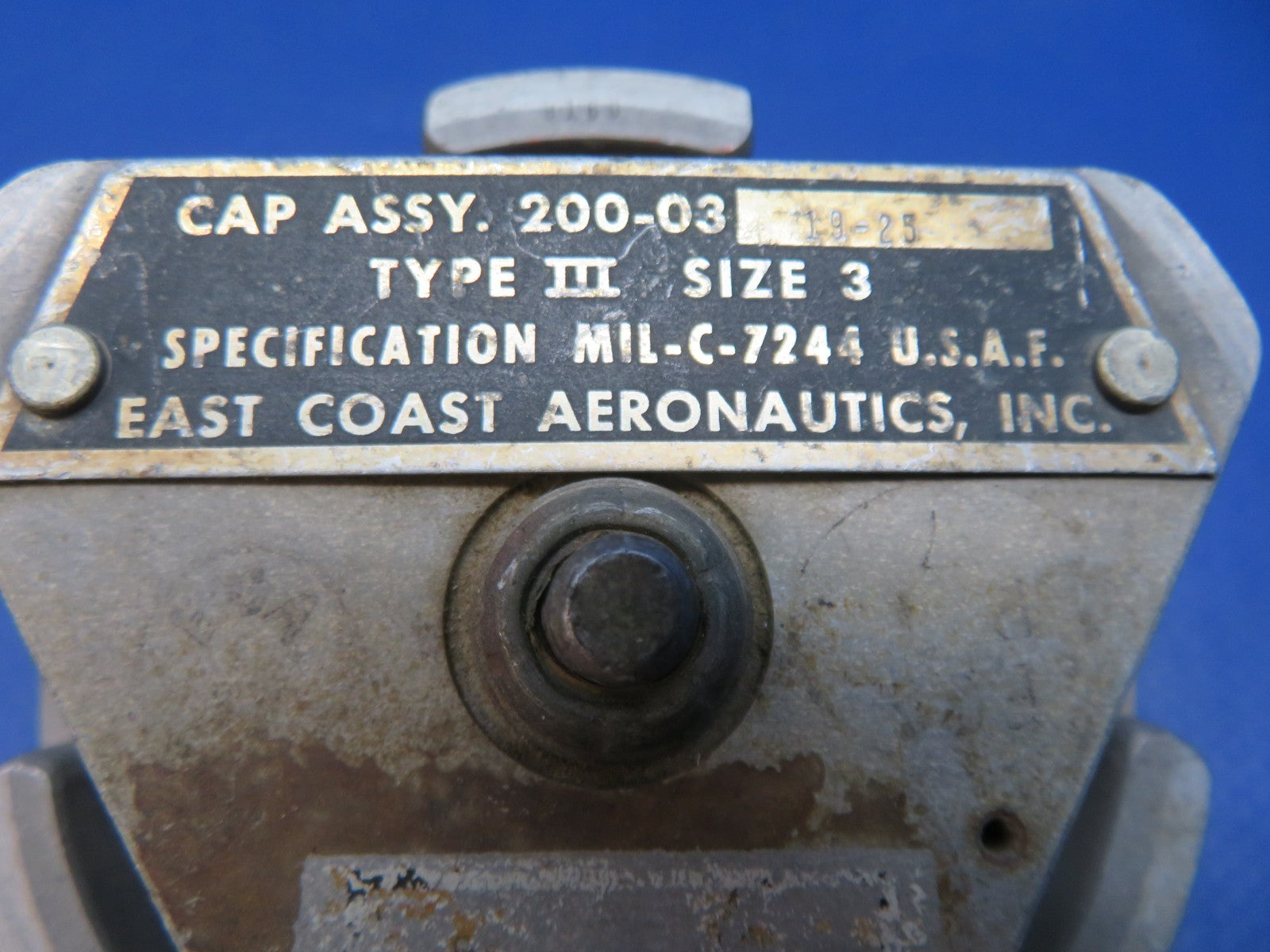 East Coast Aeronautics Fuel Cell Caps Type III 200-3-19-25 LOT OF 2 (1124-1401)1