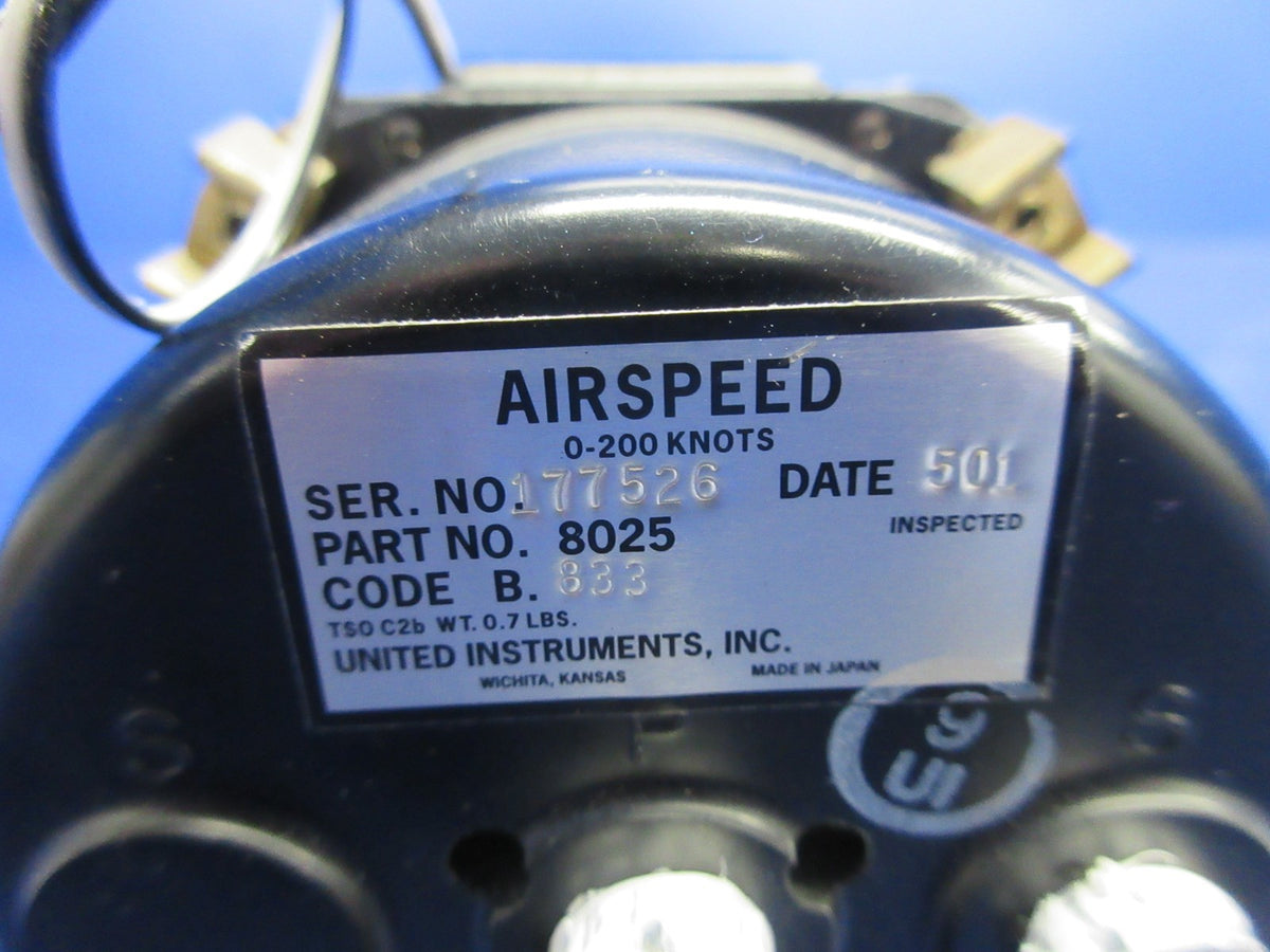 Diamond DA-40 United Instruments Airspeed Indicator P/N 8025 WARRANTY (0626-848)5