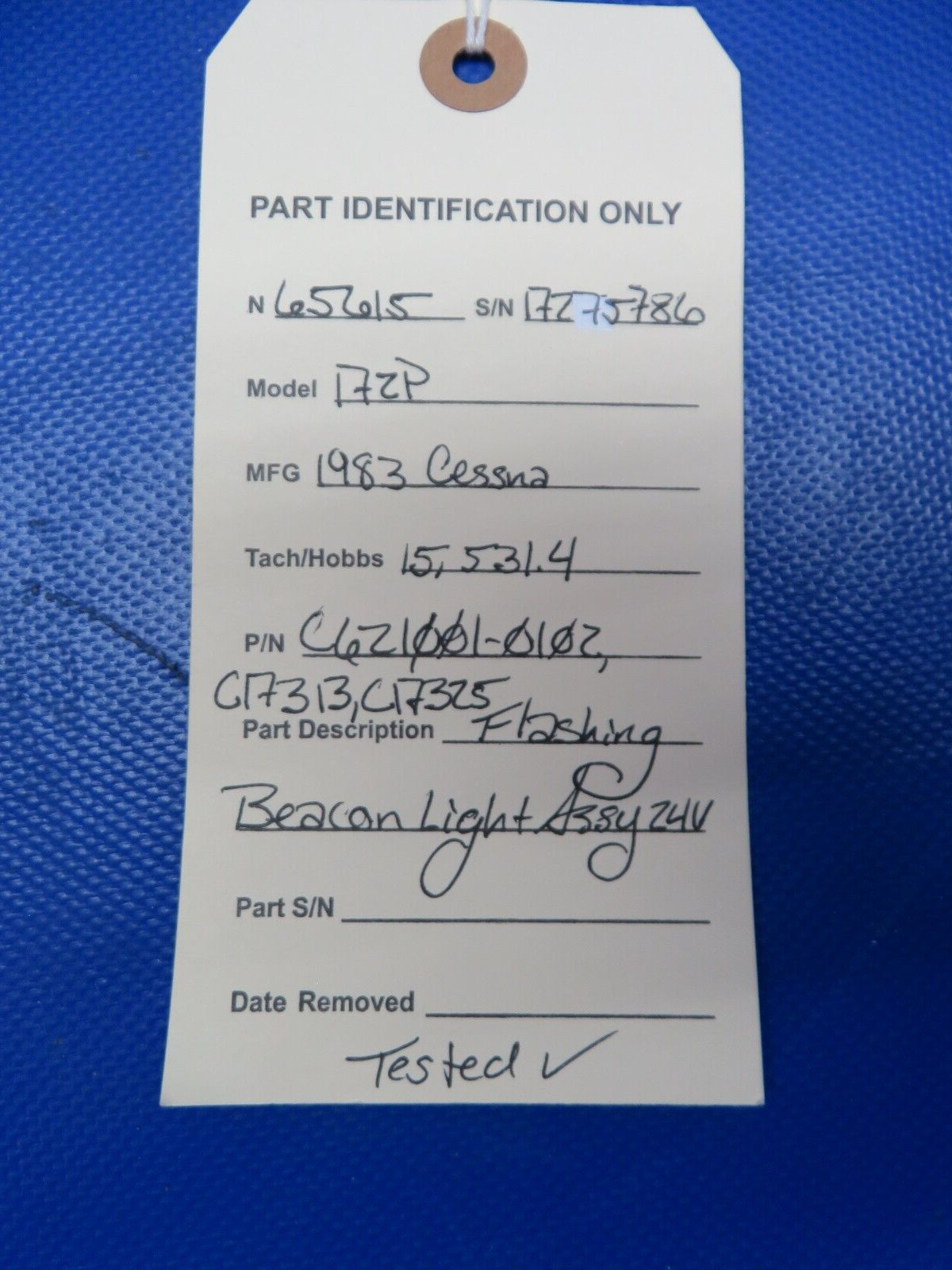Cessna 172 / 172P Flashing Beacon Light Assy 24v C621001-0102 TESTED (0824-144)12