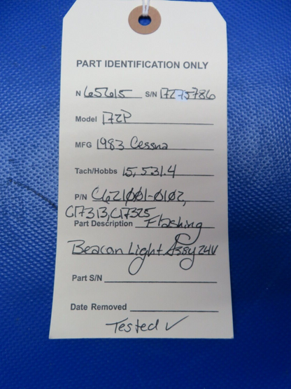 Cessna 172 / 172P Flashing Beacon Light Assy 24v C621001-0102 TESTED (0824-144)12