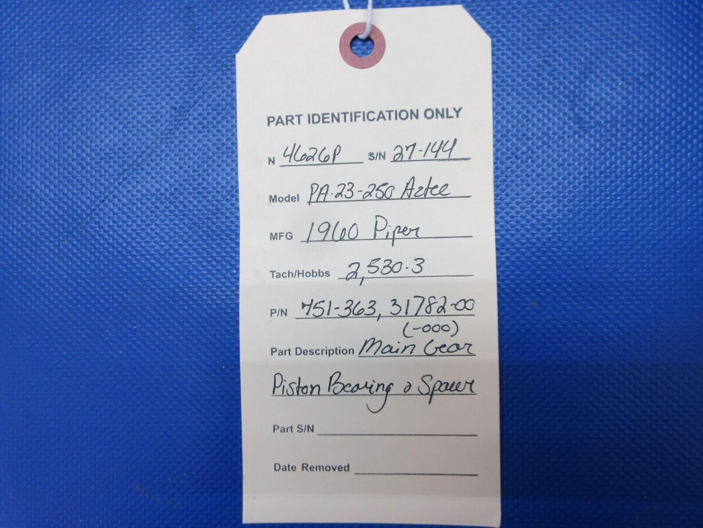 Piper PA-23-250 Aztec Main Gear Piston Bearing & Spacer P/N 751-363 (0824-1279)