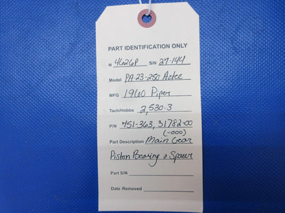 Piper PA-23-250 Aztec Main Gear Piston Bearing & Spacer P/N 751-363 (0824-1279)