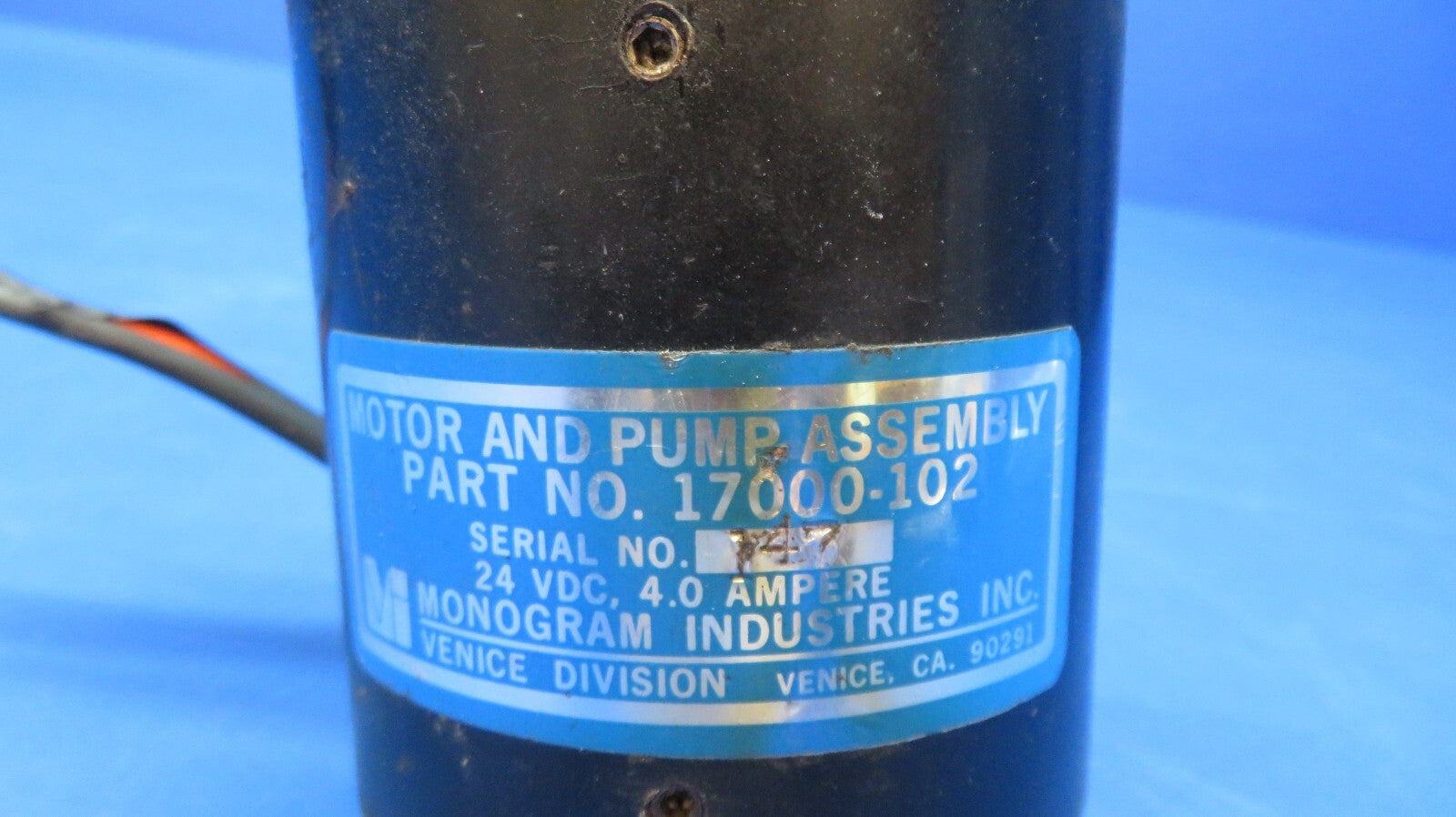 Monogram Industries Motor 24v P/N 17000-102 TESTED (0523-899)1