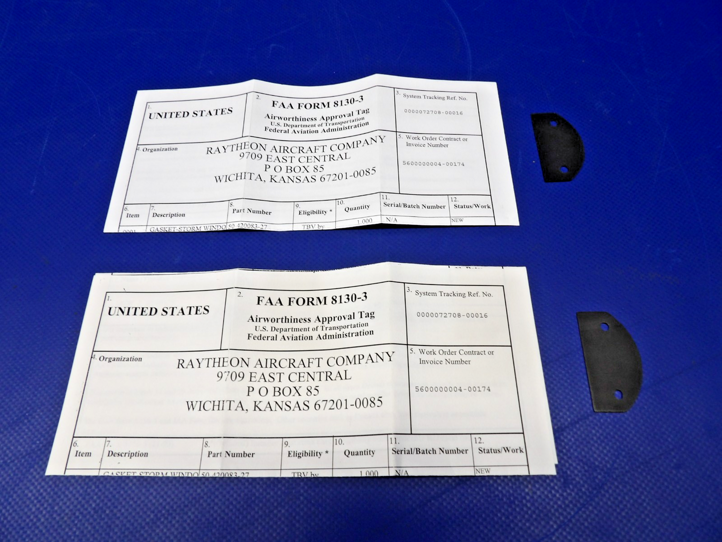 Beech Storm Window Gasket w/ 8130 P/N 50-420083-27 LOT OF 2 NOS (0426-1325)1