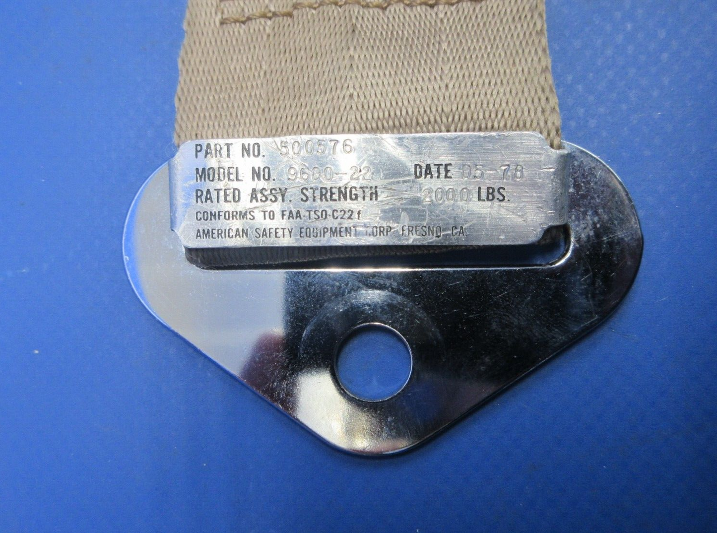 Piper PA-32RT-300T American Safety Pilot Seat Belt Assy P/N 500576 (0924-862)