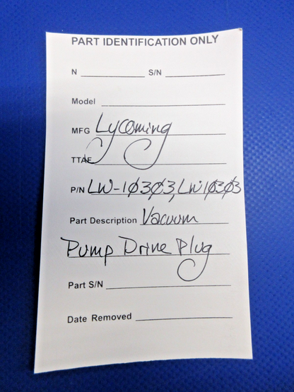 =Lycoming IO-540 Vacuum Pump Drive Plug P/N LW-10303 (0226-996)9