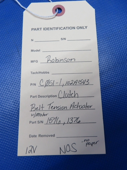 Robinson Clutch Belt Tension Actuator w/ Motor 12v P/N C05-1 NOS (0824-1744)
