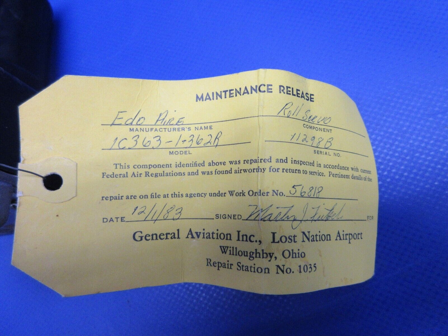 Edo-Aire Mitchell Roll Servo P/N 1C363-1-362R (0424-1004)