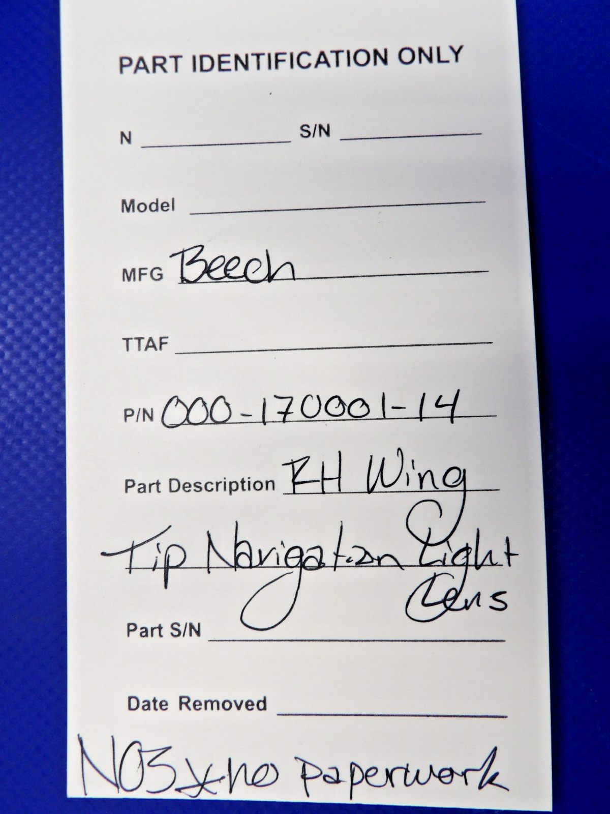 Beech RH Wing Tip Navigation Light Lens P/N 000-170001-14 NOS (0426-1309)9