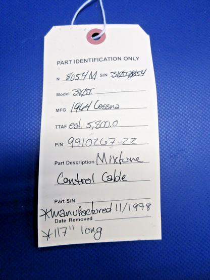 Cessna 310 / 310I Mixture Control Cable P/N 9910267-22 (0326-919)10