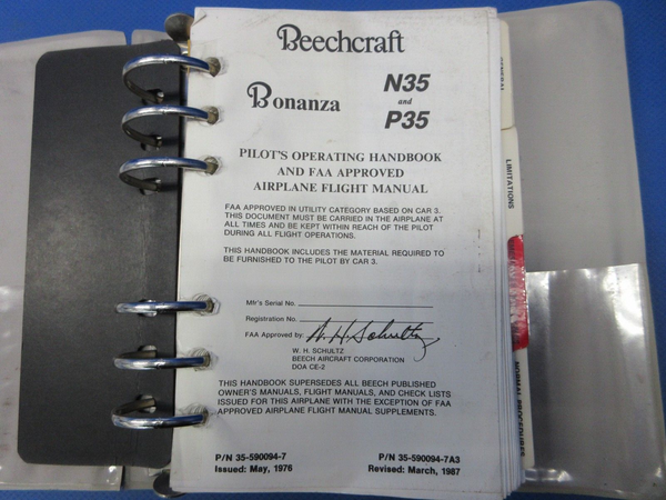 Beech Bonanza N35 & P35 Pilot's Operating Handbook P/N 35-590094-7A3 (0624-1245)