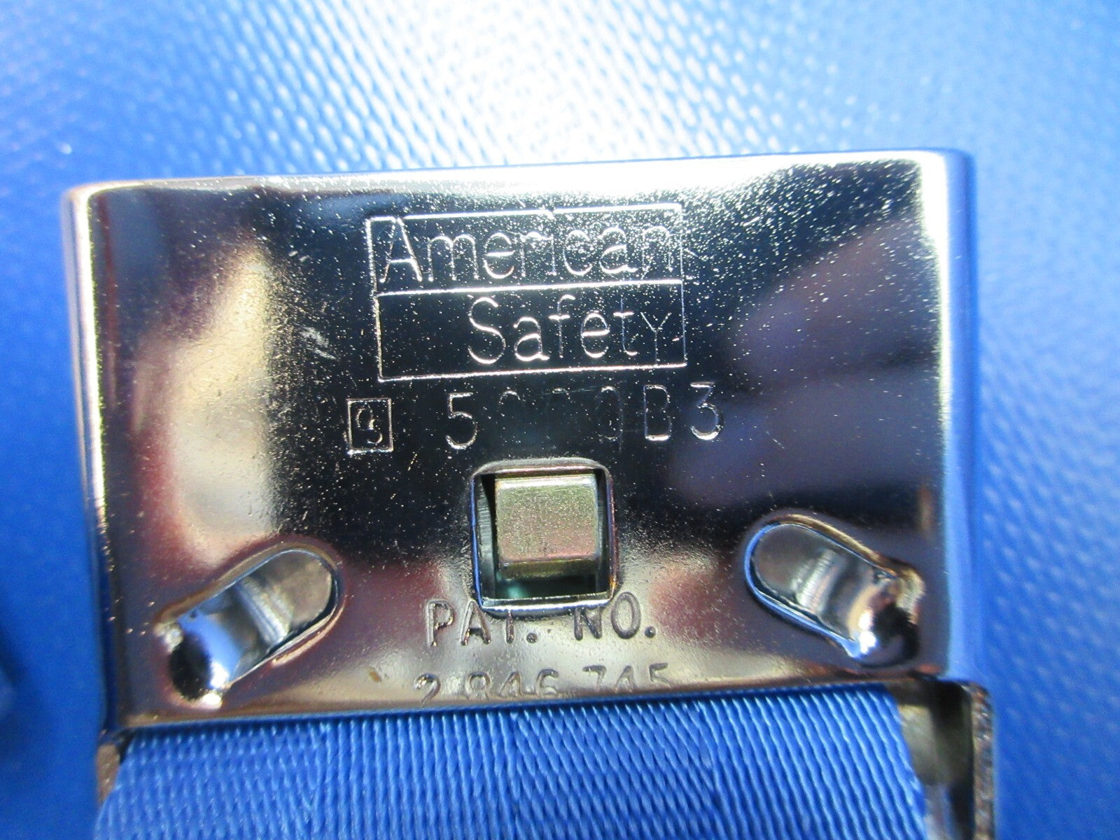 American Safety Seat Belt Blue Webbing P/N 501361-2-T26-B30-0585 NOS (1124-1396)12