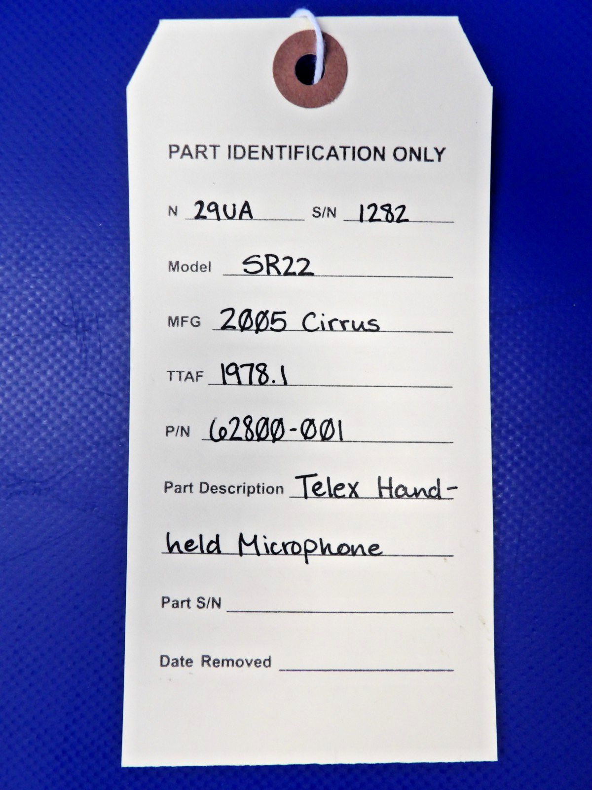 Cirrus SR22 Telex "ice cream cone" Handheld Microphone P/N 62800-001 (0926-1218)10