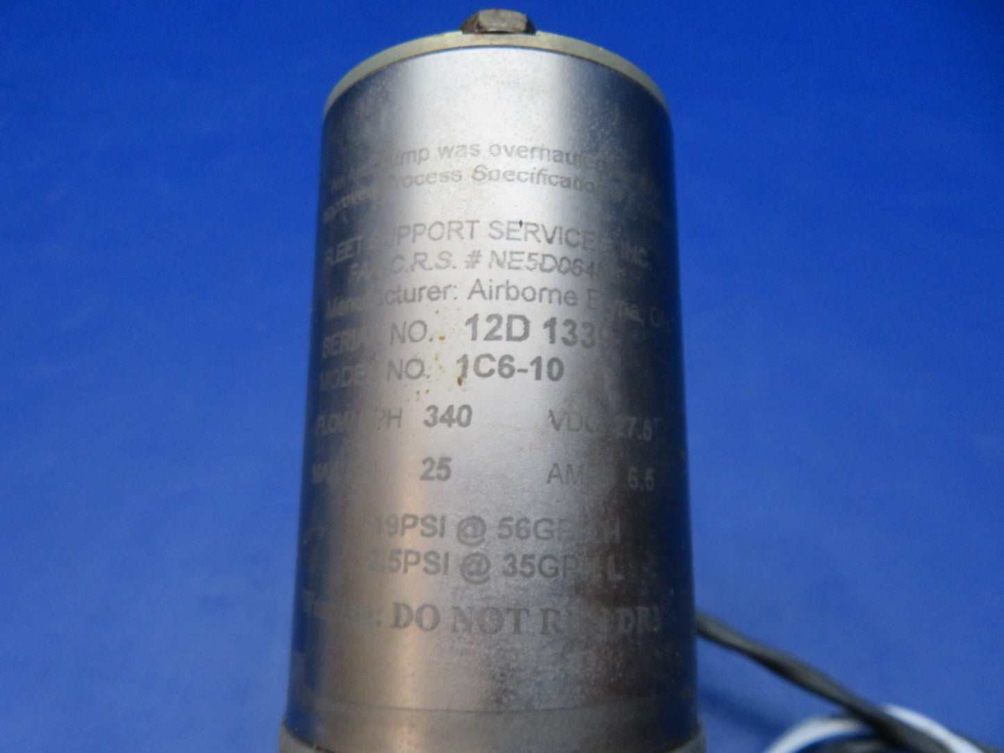 Cessna 421 Airborne Fuel Pump 28v P/N 1C6-10 TESTED (0326-185)2