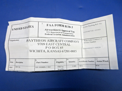 Beech King Air B200 Assorted Decals P/N 101-560096-7 NOS (0426-801)5