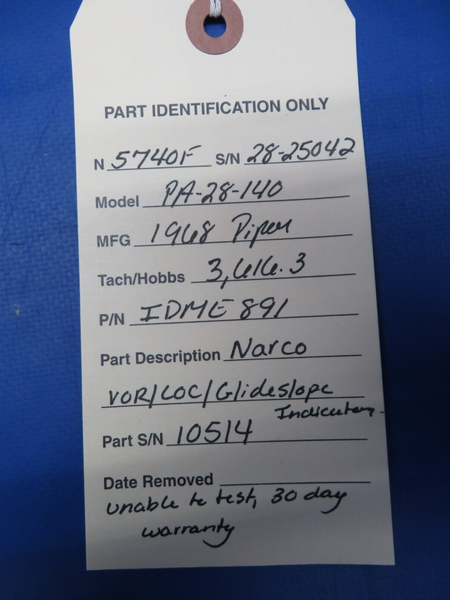 Narco VOR /LOC/ Glidescope Indicator P/N IDME891 w/ Warranty (0623-512)