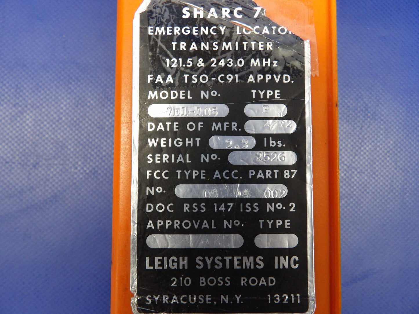 Leigh Systems ELT Sharc 7 P/N 7E1-105 TESTED w/ WARRANTY (0726-2076)1