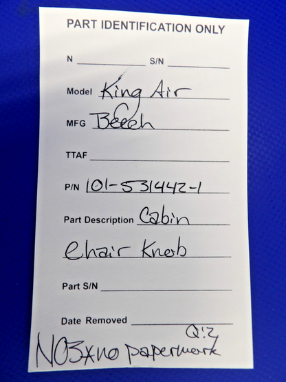 Beech King Air Cabin Chair Knob P/N 101-531442-1 NOS (0426-1285)9