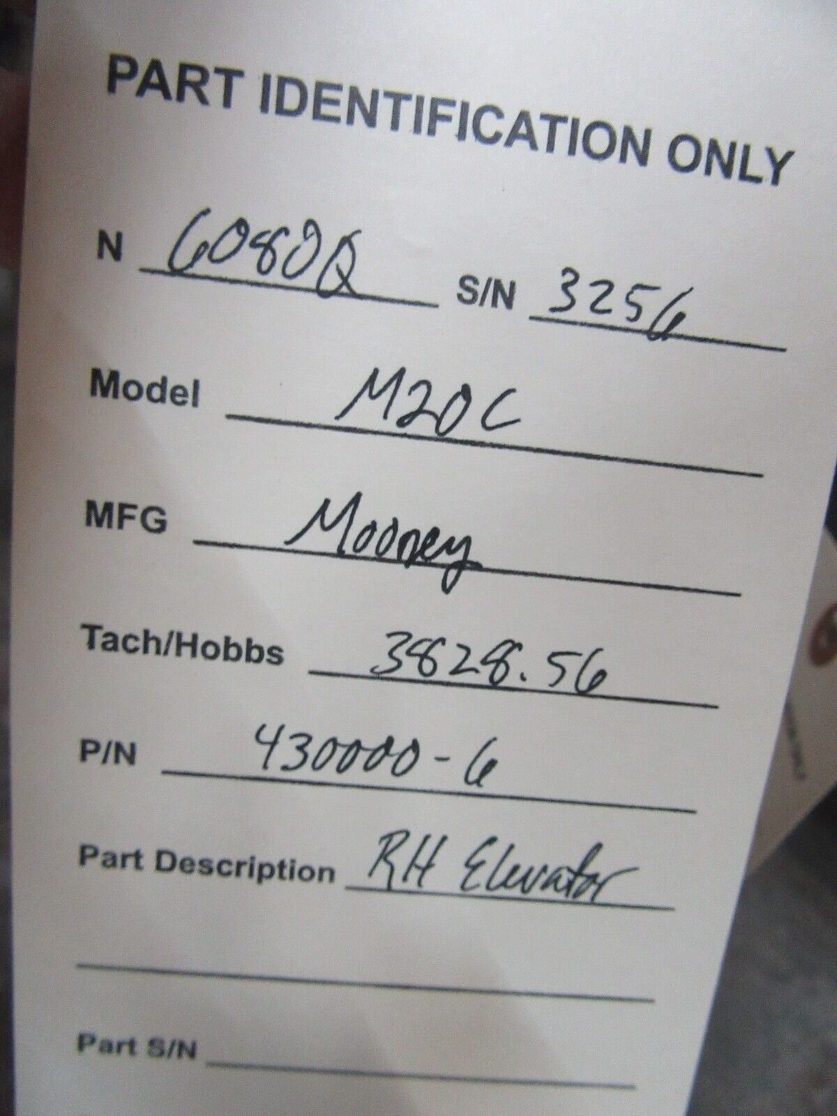 Mooney M20 / M20C RH Elevator P/N 430000-6 (0924-01)