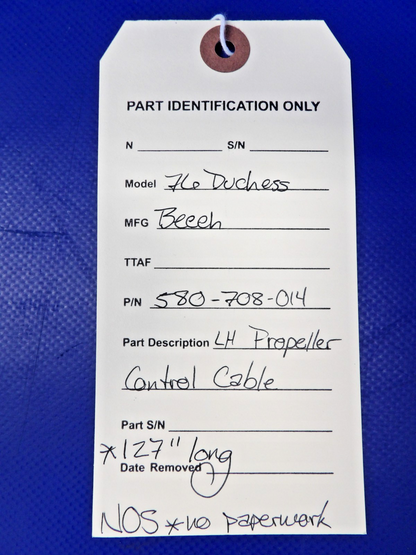 Beech 76 Duchess LH Propeller Control Cable P/N 580-708-014 NOS (0826-1355)8